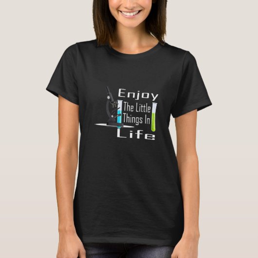 顕微鏡 ミクロ生物学者 生物学 オタク 科学 研究室 Tシャツ (正面)