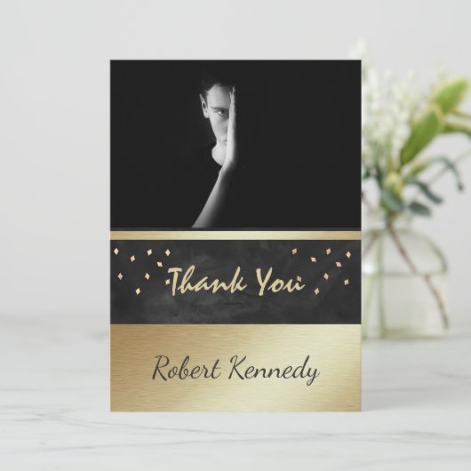 顕著でエレガントな卒業の写真のサンキューカード 招待状 (スタンド正面)