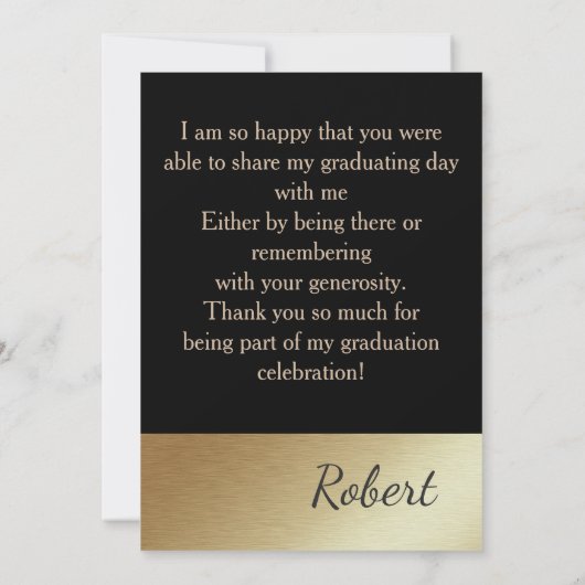 顕著でエレガントな卒業の写真のサンキューカード 招待状 (裏面)