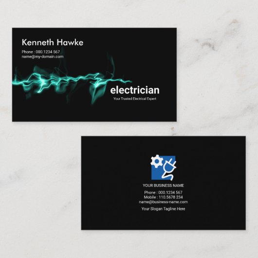 顕著で明るい緑の電気稲妻 名刺 (正面/裏面)