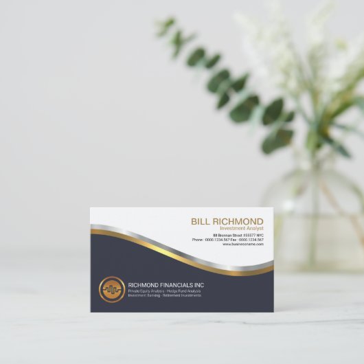 顕著で明るい金ゴールドの銀の投資の波 名刺 (スタンド正面)