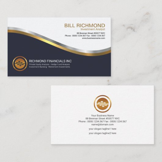 顕著で明るい金ゴールドの銀の投資の波 名刺 (正面/裏面)