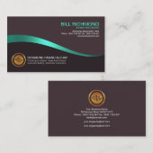 顕著で明るい金ゴールドの青緑色の波の投資分析者 名刺 (正面/裏面)