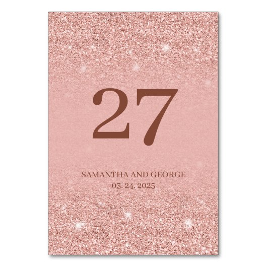 顕著なバラ金ゴールドグリッターの輝結婚き テーブルナンバー (正面)