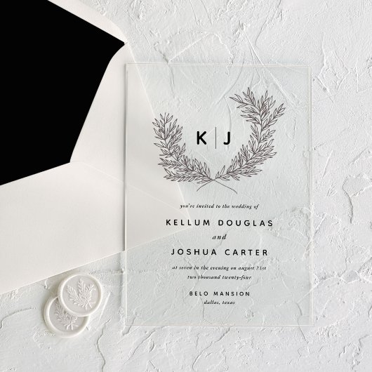 顕著なモノグラム結婚の アクリル招待状