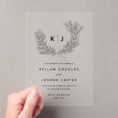 顕著なモノグラム結婚の アクリル招待状 (インサイチュ (ポータブル))