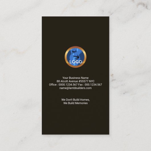 顕著なレンガ壁の金ゴールドの住宅建築業者の建築 名刺 (裏面)