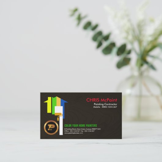 顕著な多彩の家の木製の穀物ペインター 名刺 (スタンド正面)