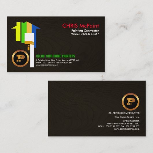 顕著な多彩の家の木製の穀物ペインター 名刺 (正面/裏面)