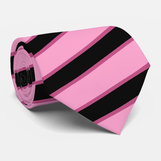 顕著な黒く、ピンクの対角線のストライプなカスタム ネクタイ (ロール)