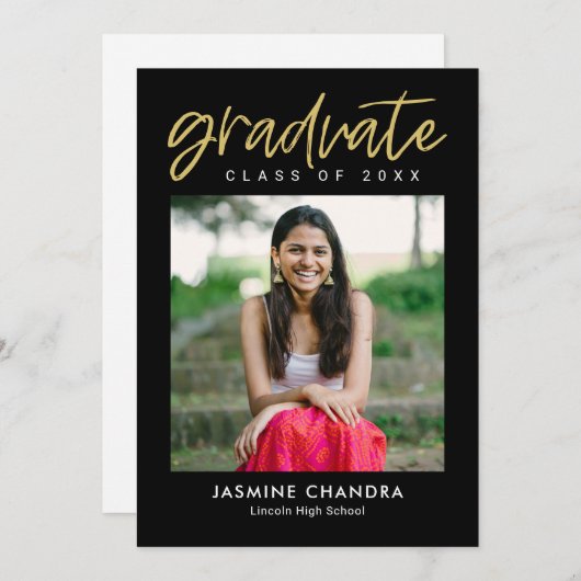 顕著にクール編集可能なカラーの卒業招待状 招待状 (正面/裏面)