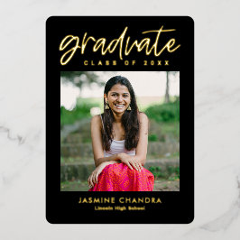 顕著カッコいいな箔卒業編集可能カラーフォイルI 箔招待状