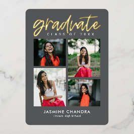 顕著カッコいいな箔卒業編集可能カラーフォイルI 箔招待状