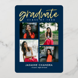 顕著カッコいいな箔卒業編集可能カラーフォイルI 箔招待状