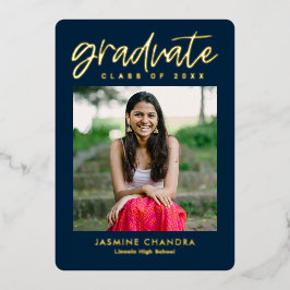 顕著カッコいいな箔卒業編集可能カラーフォイルI 箔招待状