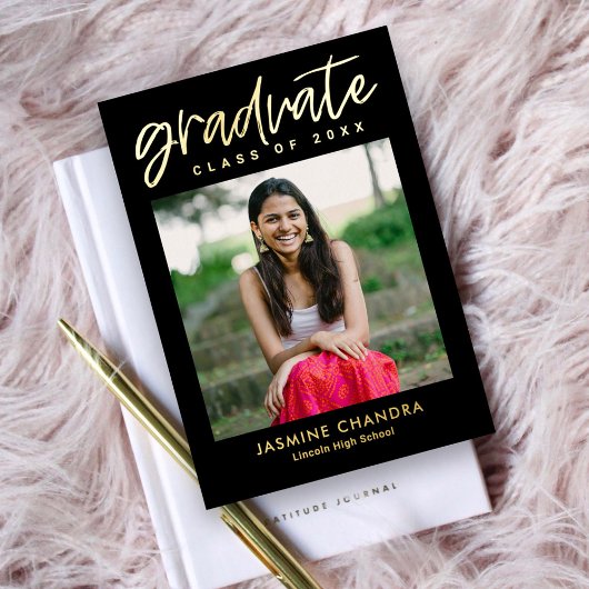 顕著カッコいいな箔卒業編集可能カラーフォイルI 箔招待状