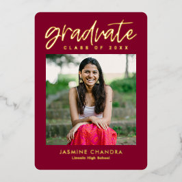 顕著カッコいいな箔卒業編集可能カラーフォイルI 箔招待状