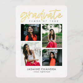 顕著カッコいいな箔卒業編集可能カラーフォイルI 箔招待状