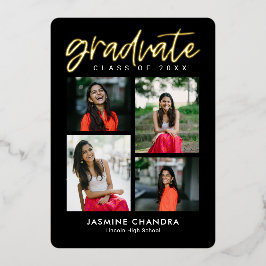 顕著カッコいいな箔卒業編集可能カラー 箔招待状