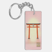 願いが叶う!沙羅双樹良縁神社　キーホルダーピンク　アクリル長方形両面 キーホルダー (正面左)