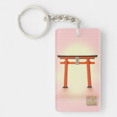 願いが叶う!沙羅双樹良縁神社　キーホルダーピンク　アクリル長方形両面 キーホルダー (正面)