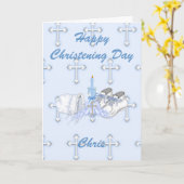 願いに洗礼を施している男の子 カード (黄色い花)