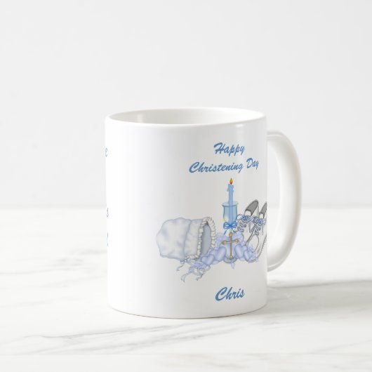 願いに洗礼を施している男の子 コーヒーマグカップ (正面右)