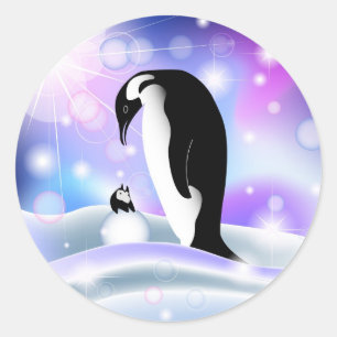 願いのためのペンギンの郵便はがきそしてnotecard ラウンドシール