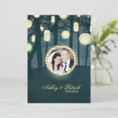 願いのランタンの夢の森林はあなたの写真の結婚式を加えます 招待状 (スタンド正面)