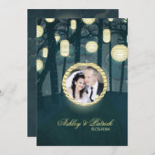 願いのランタンの夢の森林はあなたの写真の結婚式を加えます 招待状 (正面/裏面)