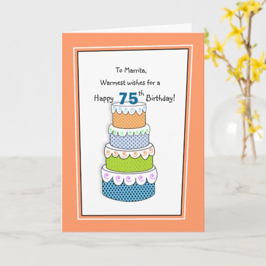 願いのレイヤー75thまたは任意の年齢の誕生日 カード (黄色い花)