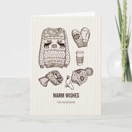 願いの休日の要素の挨拶状を暖めて下さい シーズンカード (正面)