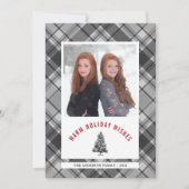 願いの小ぎれいな木の格子縞の写真のクリスマスを暖めて下さい シーズンカード (正面)