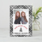 願いの小ぎれいな木の格子縞の写真のクリスマスを暖めて下さい シーズンカード (スタンド正面)