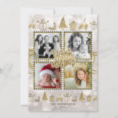 願いの金ゴールド及び白の輝きの休日4の写真を暖めて下さい シーズンカード (正面)