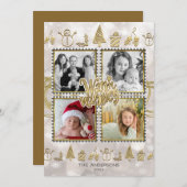 願いの金ゴールド及び白の輝きの休日4の写真を暖めて下さい シーズンカード (正面/裏面)