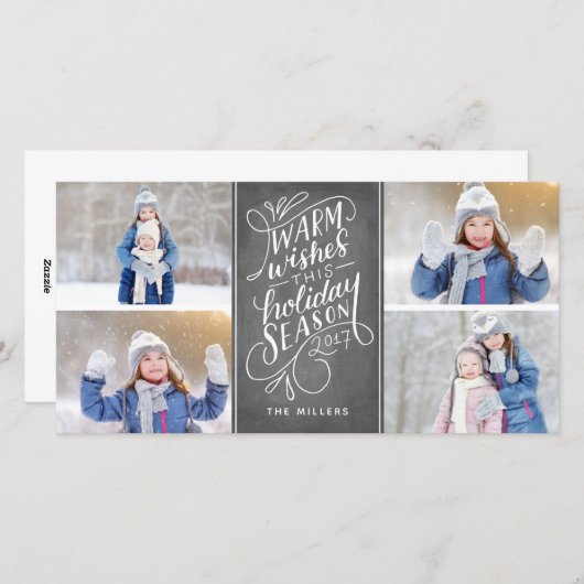 願いをこの休日の手によって文字を入れられる4写真暖めて下さい シーズンカード (正面/裏面)