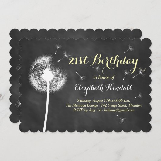 願いを作って下さい! 第21誕生日の招待状 招待状 (正面/裏面)