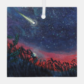 願いを叶える射撃、 発砲スターイラストレーション ガラスオーナメント (裏面)