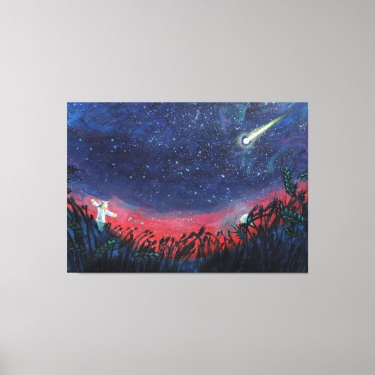 願いを叶える射撃、 発砲スターイラストレーション キャンバスプリント (正面)