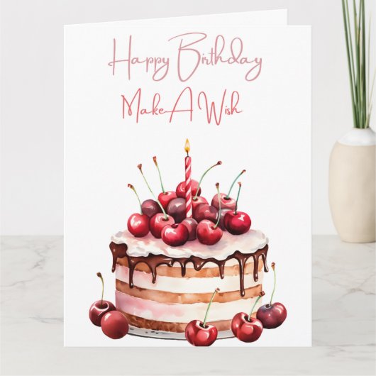 「願いを叶える」お誕生日ケーキ カード (正面)