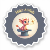 願いを叶える – かわいいドラゴンステッカー シール (正面)