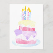 願いを叶える | 水彩ハッピーバースデーケーキ ポストカード (正面)