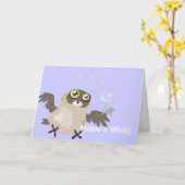 願いを叶えろ!Owl Greeting Card カード (黄色い花)
