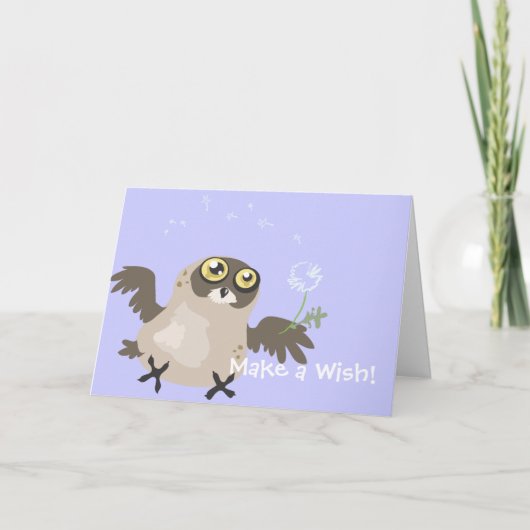 願いを叶えろ!Owl Greeting Card カード (正面)