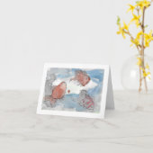 願いを持つ魚 – 小さな折り畳まれた挨拶 カード (黄色い花)