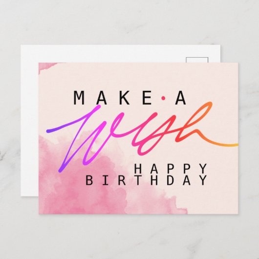 願いを込めて ハッピー・バースデー（ピンク） ポストカード (正面/裏面)