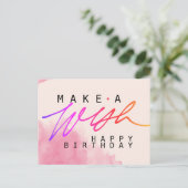 願いを込めて ピンクのハッピーバースデー ポストカード (スタンド正面)