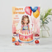 願いハッピーバースデー招待状カード 招待状 (スタンド正面)