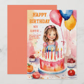 願いハッピーバースデー招待状カード 招待状 (正面/裏面)